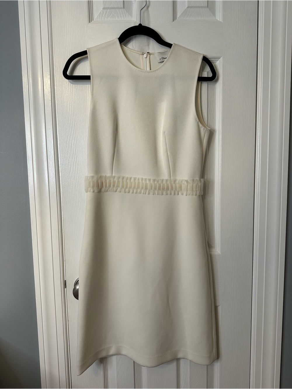 3.1 Phillip Lim Sleeveless Cream Mini Dress with Waist Ruffle